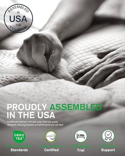 Queen Size Mattress, 10 Inch Cooling-Gel Memory Foam Mattress Made in USA, view 3