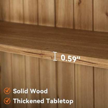 5-Tier Real Wood Bookcase Solid Wood Bookshelf Display Storage Shelf, view 3