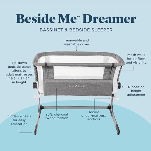 Beside Me Dreamer Bassinet, Bedside Sleeper, 7-Position Height Adjustment, view 6