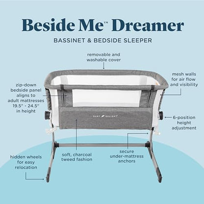 Beside Me Dreamer Bassinet, Bedside Sleeper, 7-Position Height Adjustment, view 6
