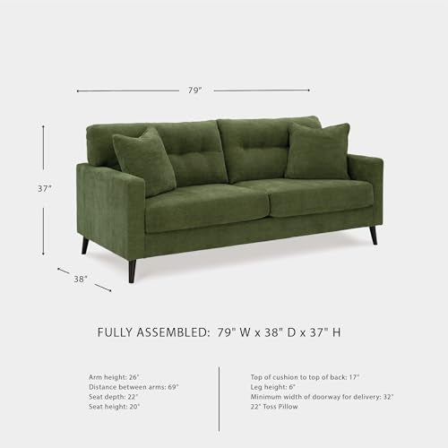 Signature Design by Ashley Bixler Sofa, No Assembly Required, Olive Green Chenille Upholstered 3-Seater Couch, Anti-Sag Platform Foundation, Button-Tufted Back, Living Room Furniture, 79 Inches