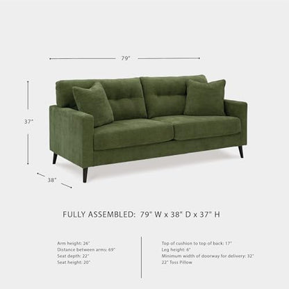 Signature Design by Ashley Bixler Sofa, No Assembly Required, Olive Green Chenille Upholstered 3-Seater Couch, Anti-Sag Platform Foundation, Button-Tufted Back, Living Room Furniture, 79 Inches