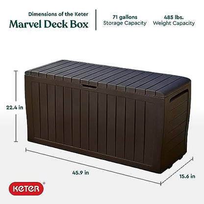 Keter Marvel 71 Gal Outdoor Storage Box for Patio and Pool Accessories, view 4