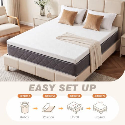 3 Inch King Gel Memory Foam Mattress, Cooling Pressure Relief Mattress, view 7