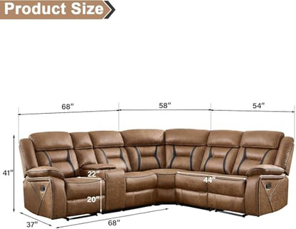 Manual Reclining Sectional Sofa for Living Room, view 3