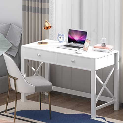 Home Office Desk with Drawers, Modern Writing Computer Desk for Bedroom, view 4