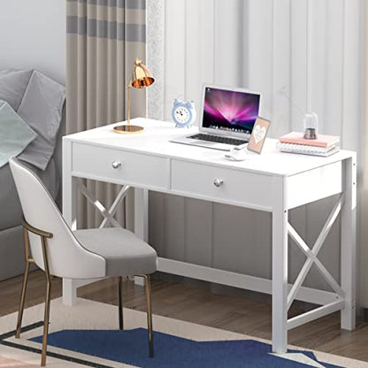 Home Office Desk with Drawers, Modern Writing Computer Desk for Bedroom, view 4