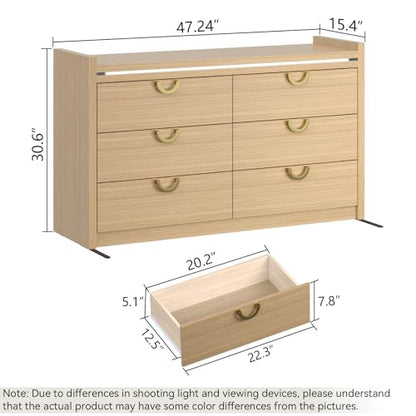 6 Drawer Dresser for Bedroom, view 3