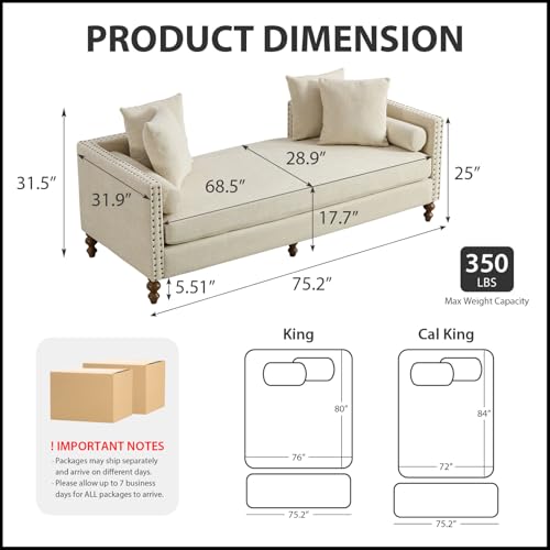 75.2" Oversized Indoor Chaise Lounge, view 3
