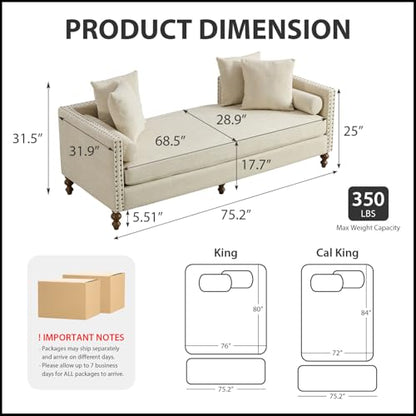 75.2" Oversized Indoor Chaise Lounge, view 3
