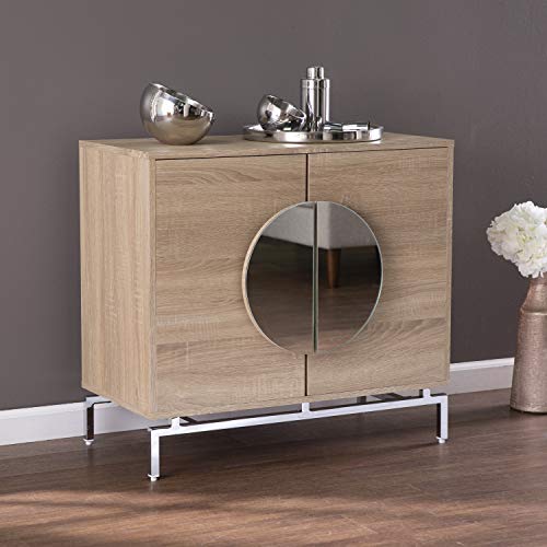 Northdom Bar Cabinet with Wine Storage - Transitional Design, Natural Iron and Wood - Ideal for Living Room, Home Bar (HZ1114405)
