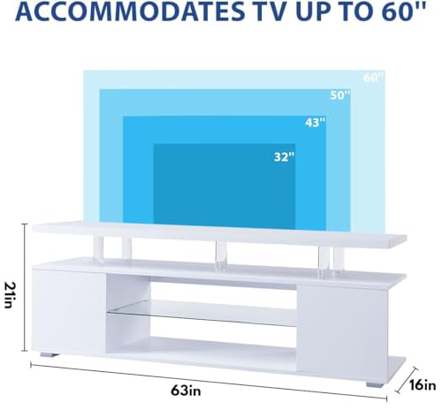 TV Stand for 70 Inch TV LED Gaming Entertainment Center Media Storage Console Table with Large Side Cabinet for Living Room White