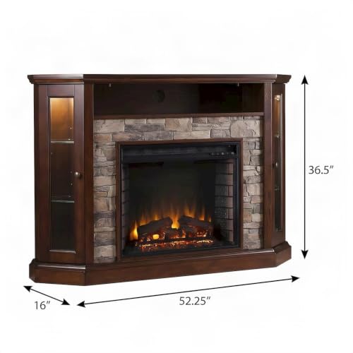 Corner Electric Fireplace with Mantel and Adjustable Shelves, view 4