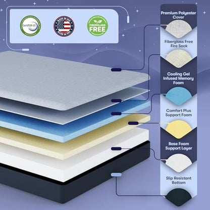 King Mattress 8 Inch, Cooling Gel Memory Foam Mattress in a Box, Firm Feel, view 3