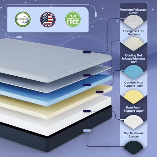 Twin Mattress 8 Inch, Cooling Gel Memory Foam Mattress in a Box, Firm Feel, view 3