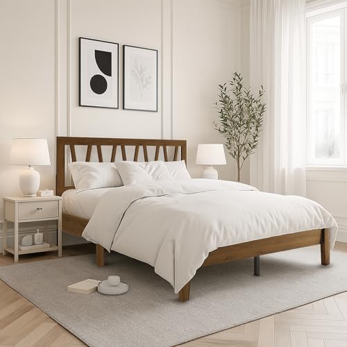 Gadsden Full Wood Panel Bed Frame, Brown, view 4