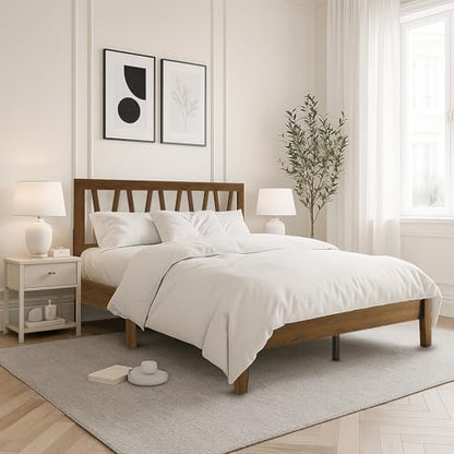 Gadsden Full Wood Panel Bed Frame, Brown, view 4