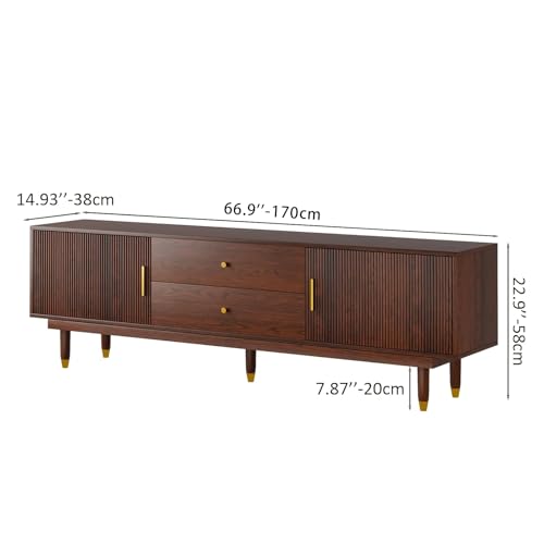 66.9" Mid Century Modern TV Stand for 75 inch TV for Living Room, Walnut, view 3