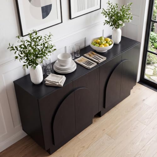 Black Sideboard Buffet Cabinet with Storage, view 6