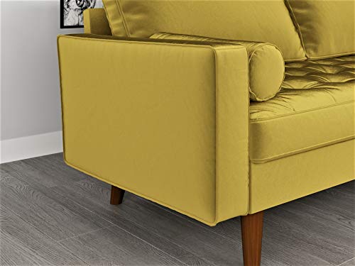 Mid Century Velvet Sofa in Goldenrod, view 8