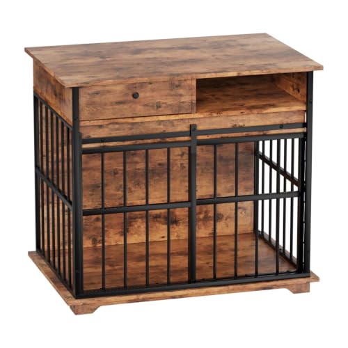 Wooden Dog Crate Furniture for Small Dogs Indoor Kennel End Table Pet Cage, view 3