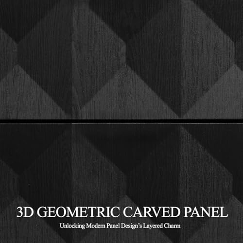 118" Sideboard Buffet Cabinet with 3D Geometric Doors, Long Credenza, view 5