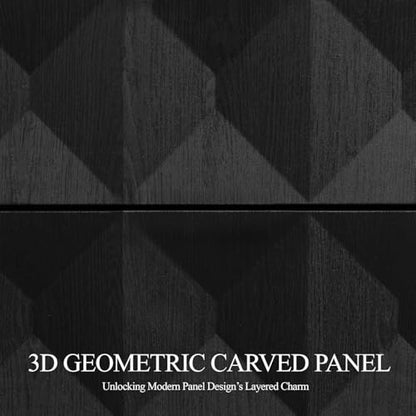 118" Sideboard Buffet Cabinet with 3D Geometric Doors, Long Credenza, view 5