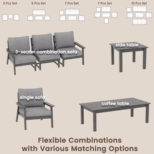 HDPE Patio Furniture Set, 6 Piece Sectional Outdoor Furniture Set, view 7