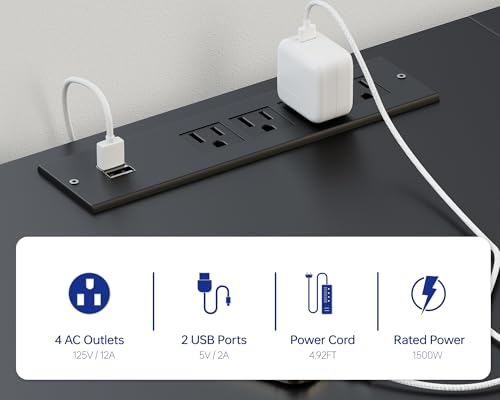 71 Inch Large Computer Desk with Power Outlets,U Shaped Corner Desk for Home Office Work and Gaming Marble