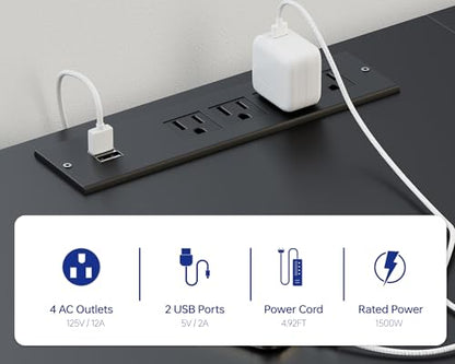 71 Inch Large Computer Desk with Power Outlets,U Shaped Corner Desk for Home Office Work and Gaming Marble
