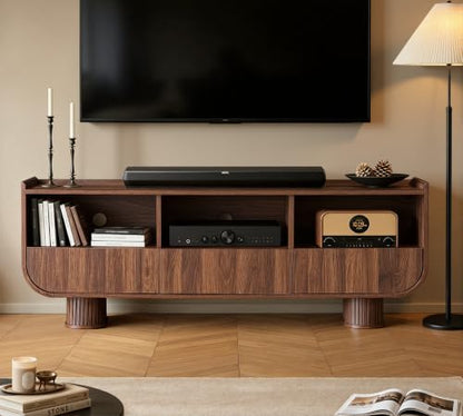 59" Mid Century Modern TV Stand for 65 Inch TV, Walnut, view 2