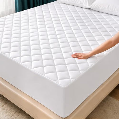 Queen Mattress Pad, Quilted Mattress Protector Topper fits 16" Deep Pocket, view 2