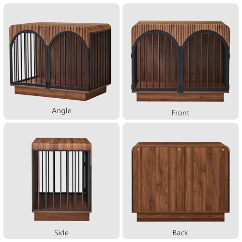 39.3" Fluted Wooden Dog Crate Furniture, view 5