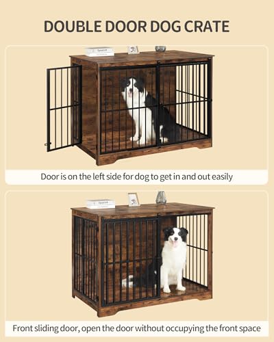 46.9 in XXL Dog Crate Furniture Indoor Dog Kennel with Barn Door, view 4