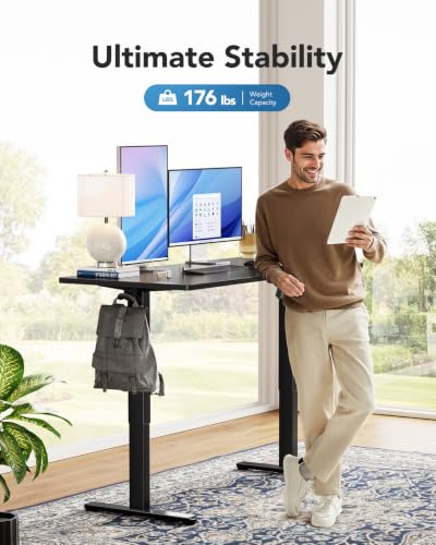 Electric Standing Desk, Whole Piece Desktop, Adjustable Height Computer Desk, view 6