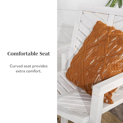 AZWC2VINWW Avalon Chevron Solid Acacia Wood Outdoor Chair, White Wash