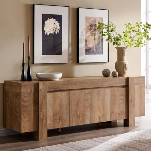 70" Modern Farmhouse TV Stand for TVs up to 80 Inch, Light Knotty, view 2