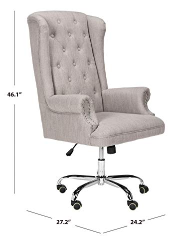 Safavieh Home Ian Grey Linen and Chrome Leg Swivel Office Chair