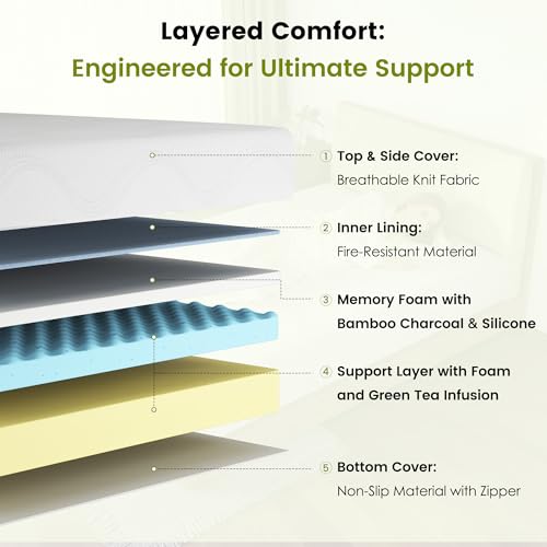 King Size 14 Inch Memory Foam Mattress with Cooling Gel, view 6