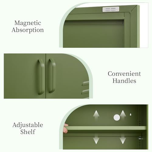 Metal Storage Cabinet, Metal Cabinet with Doors and Adjustable Shelf, view 8
