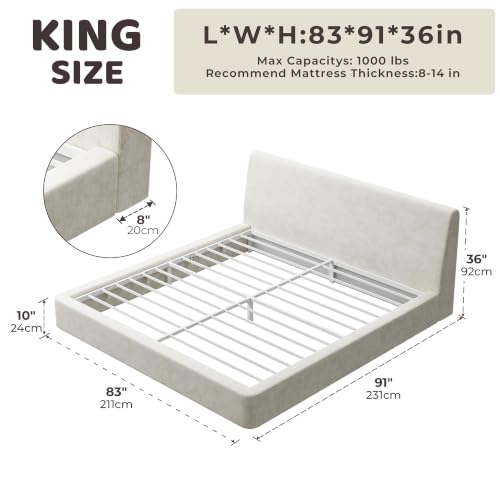 Upholstered Bed Frame with Ergonomic Headboard, view 3