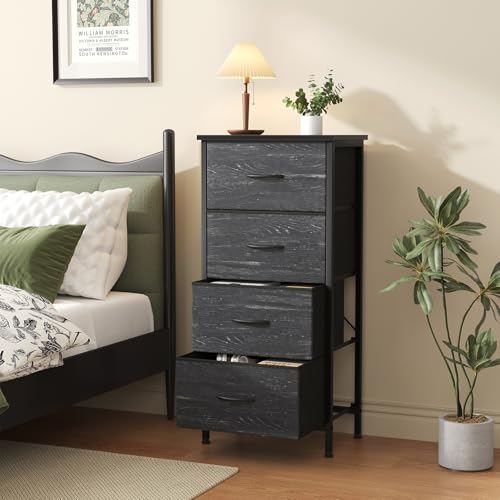 Dresser for Bedroom, 4 Drawer Storage Cabinet, Tall Nightstand, view 3