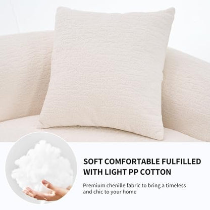 Curved Chenille Modular Sectional Couches with Pillows, 4 Seater Oversized Upholstered Luxury Plush Cloud Sofa for Living Room Apartment, Full Compression Sponge