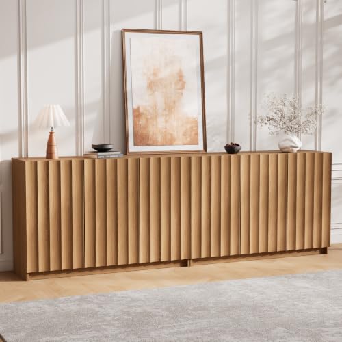 Fluted Sideboard Buffet Cabinet with Storage, view 2