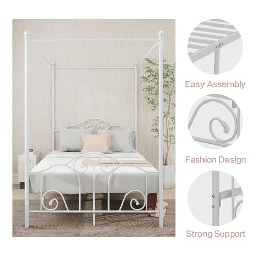 Metal Canopy Bed Frame Full Size with Headboard & Footboard, view 5