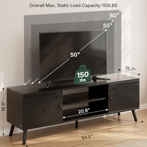 TV Stand for 55 60 inch TV, Modern Mid Century Entertainment Center with Storage, view 4