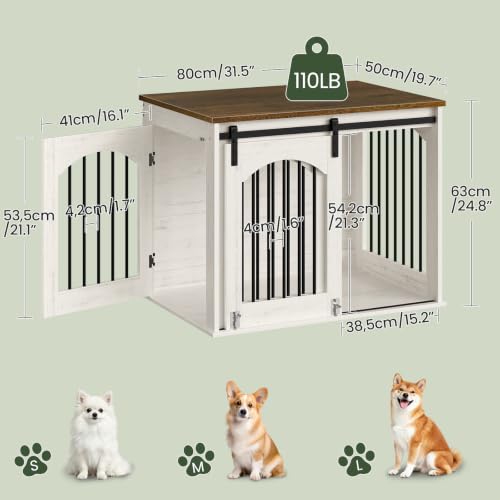 31.5" Dog Crate Furniture, Heavy Duty Dog Kennel with Barn Door, view 3