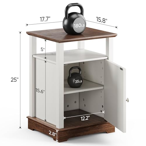 3-Piece Farmhouse Coffee Table Set Includes 31.5’’ Lift-Top Coffee Table with Hidden Storage Compartment & 2 End Tables with Charging Station, Rustic Furniture Set with Rivet Barn Door for Living Room
