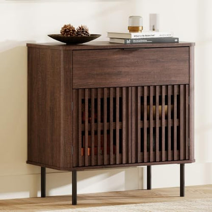 31.5" Tall Modern Sideboard Buffet Cabinet with Storage, Walnut, view 2