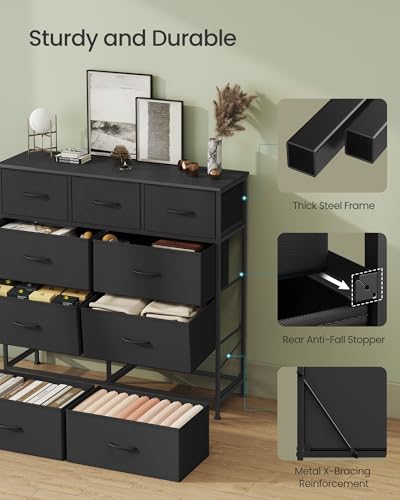 SONGMICS Dresser for Bedroom, Wide Dresser with 9 Fabric Drawers, view 7